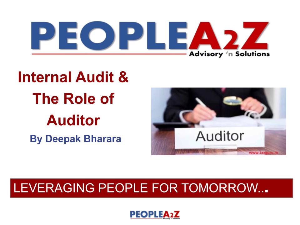 Internal Audit & The Role of Auditor